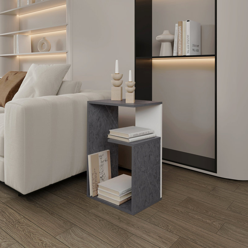 Side Table, Gray/White
