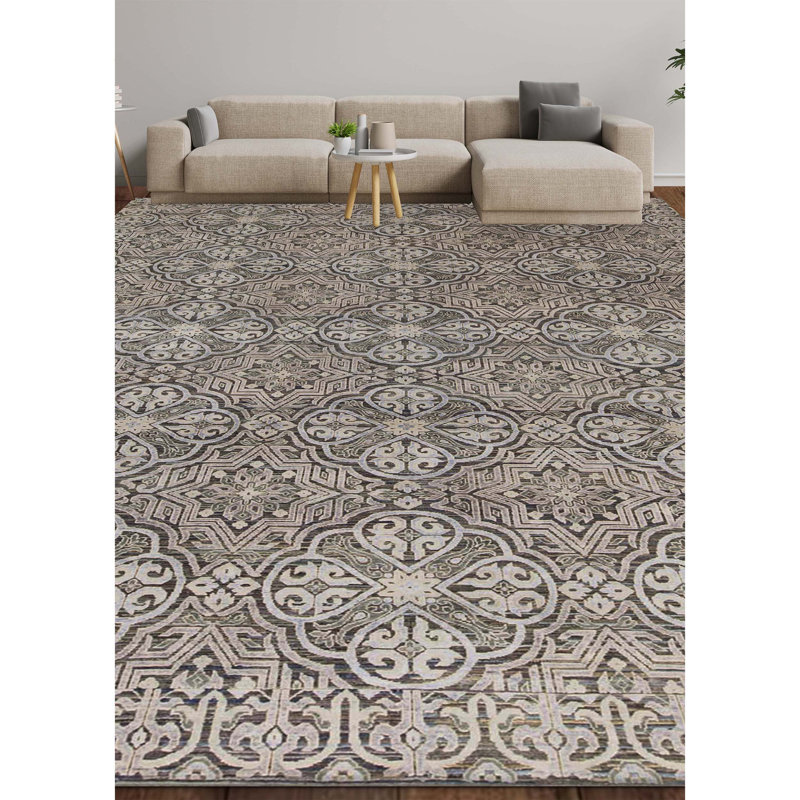 Geometric Area Rug in Charcoal