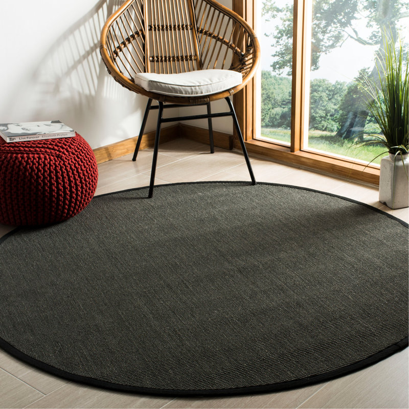 Puryear Natural Fiber Sisal Pile Solid Color Rug, Round 6'