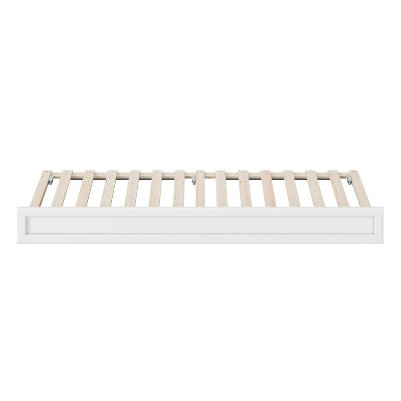 Lit gigogne en bois massif Sanvir, Simple TG, Blanc
