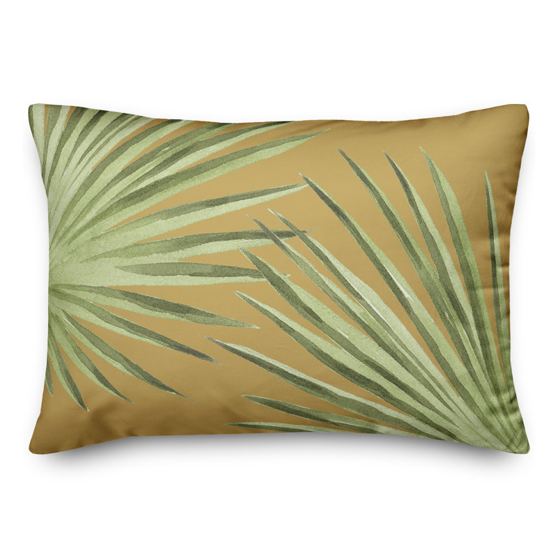  Housse et insert de coussin rectangulaire d'extérieur 20 feuilles de palmier, Jaune