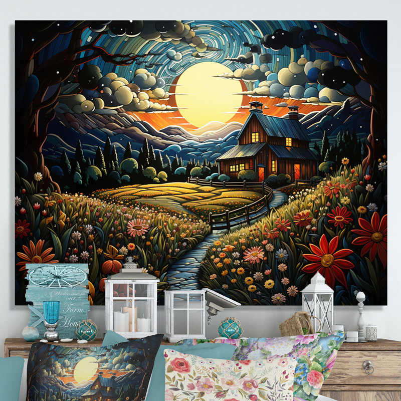«Countryside Serenade at Night», reproduction sur toile, H 16 po x l 32 po x P 1 po, Toile tendue