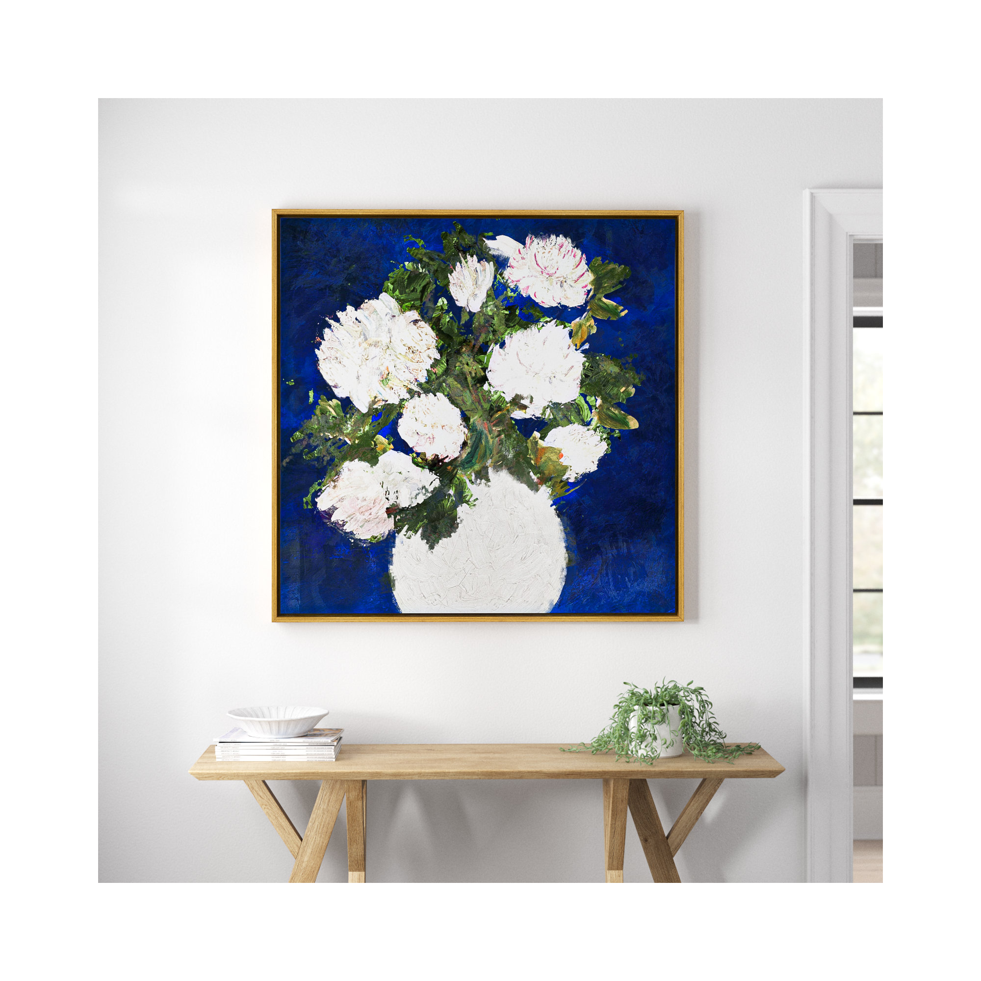 Dripping Roses, 41" H x 41" W x 2" D, Gold Framed
