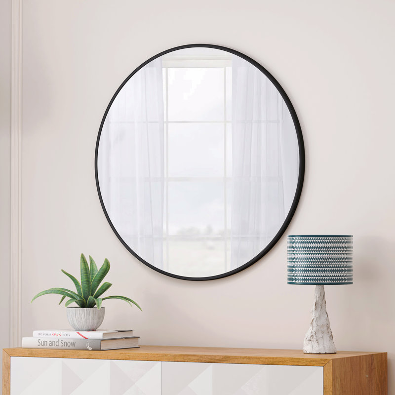 Miroir mural 48 pouces surdimensionné noir, Noir, 48 po x 48 po