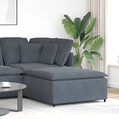 Modular Sofa Armrest End Module With Cushions Dark Gray 39.4"
