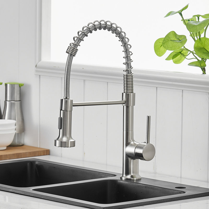 Robinet de cuisine avec douchette rétractable, robinet d'évier de cuisine à poignée simple