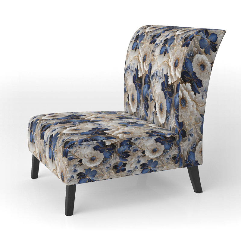 Rustic Victorian Brocade Victorian Pattern - Upholstered Floral Accent Chair Cottage Side Chair