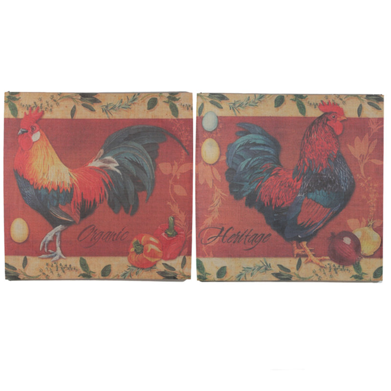 « en toile jute coq », ensemble de 2 reproductions de pièces