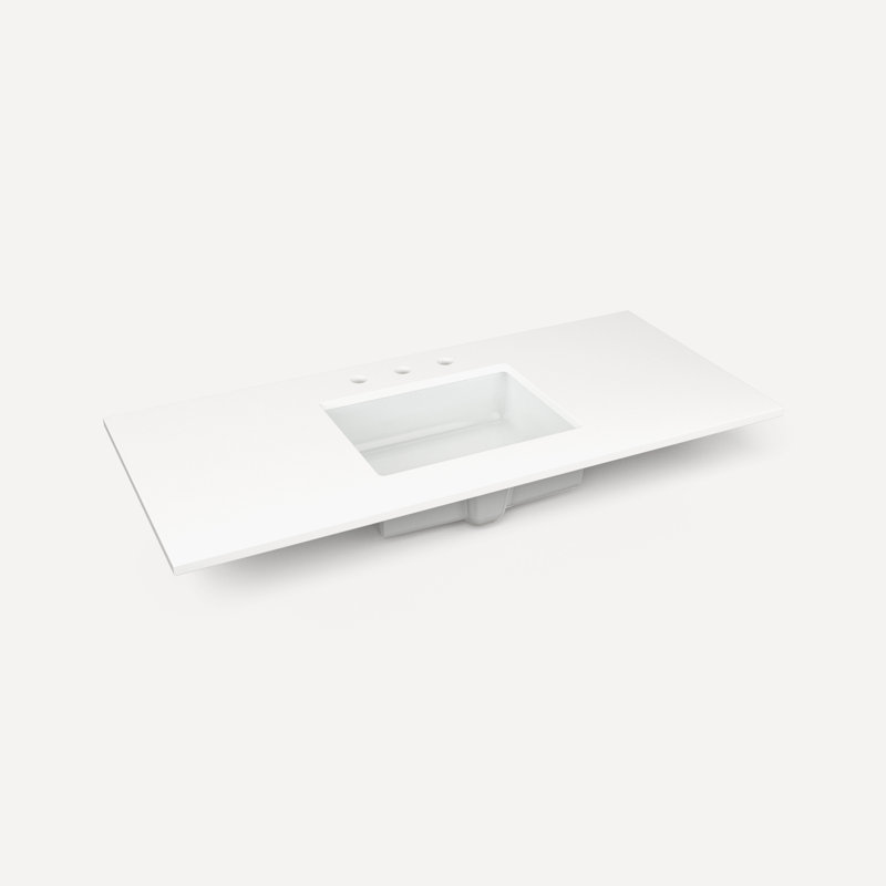 Plateau de meuble-lavabo en pierre de quartz Craft Series, Monotrou, Blanc cassé