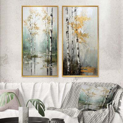 Birch Woods Wall Art, 2-Piece Canvas Set - Birch Woods Ethereal Elegance