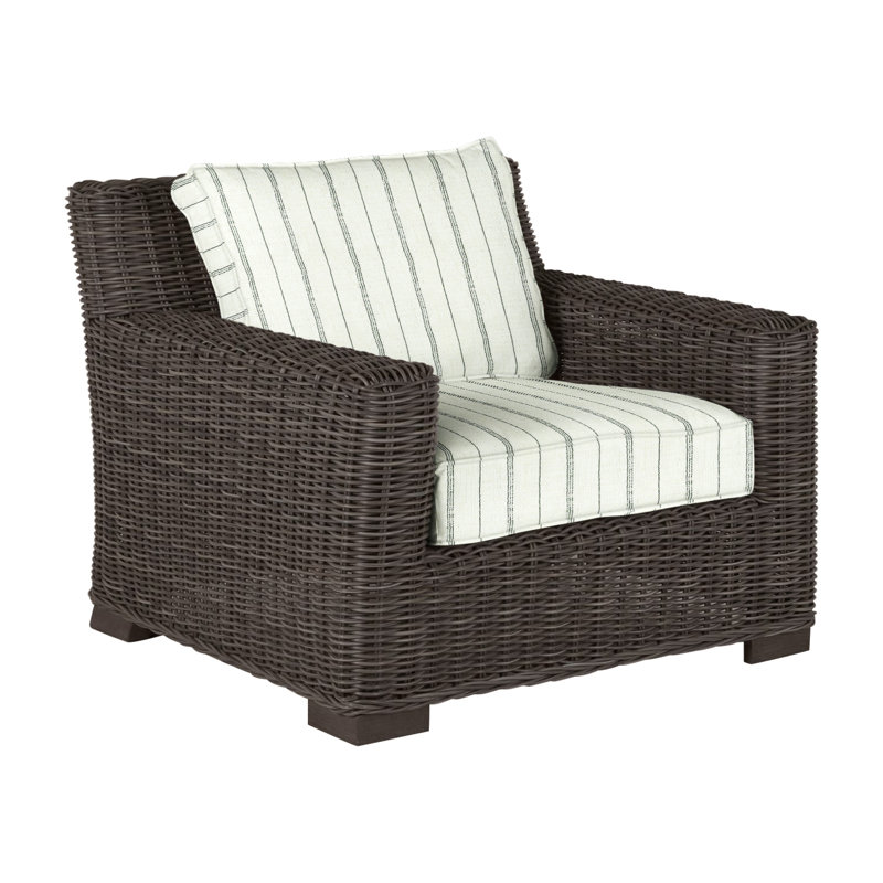 Rustic Woven Lounge Chair, Bali Pearl, Welt, Black Walnut