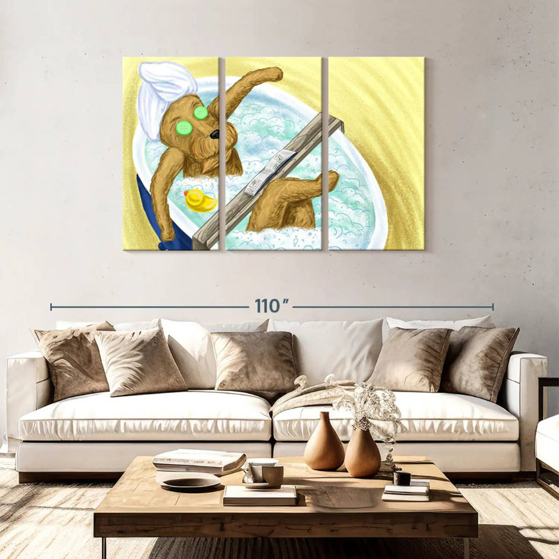 Ketti Dog In A Bubble Bath, 48" H x 74" W