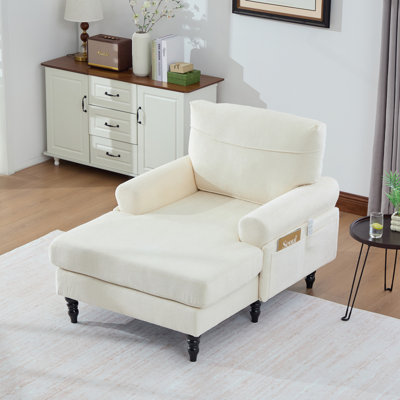 Canapé inclinable moderne en tissu de chenille moderne avec méridienne simple en bois avec dossier confortable et accoudoirs Poches latérales de rangement convenant au bureau