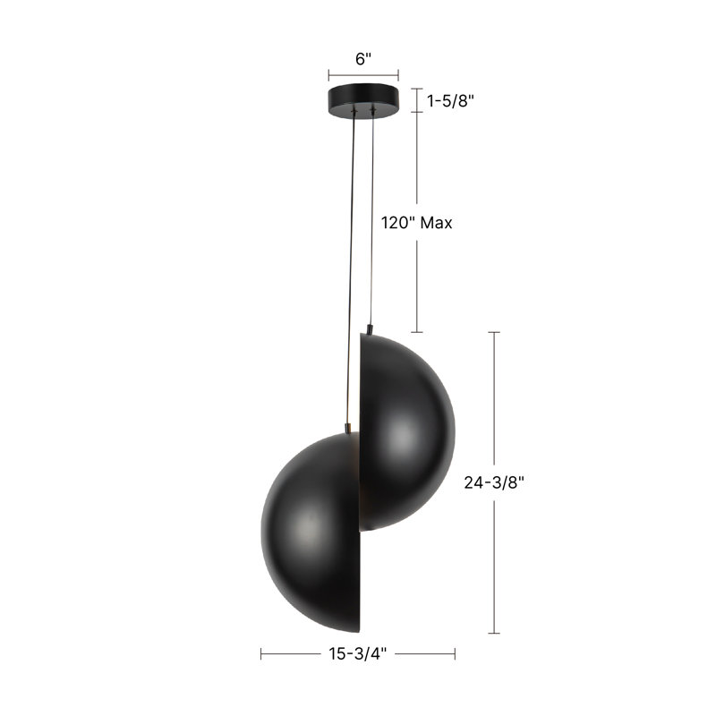 Void 24-in Black dimmable LED Pendant, Matte Black