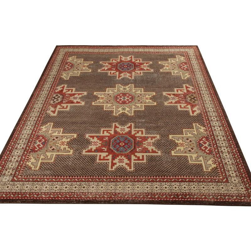 Distressed Homage Hand Knotted Wool Geometric Area Rug, Rectangle 15' x 24'