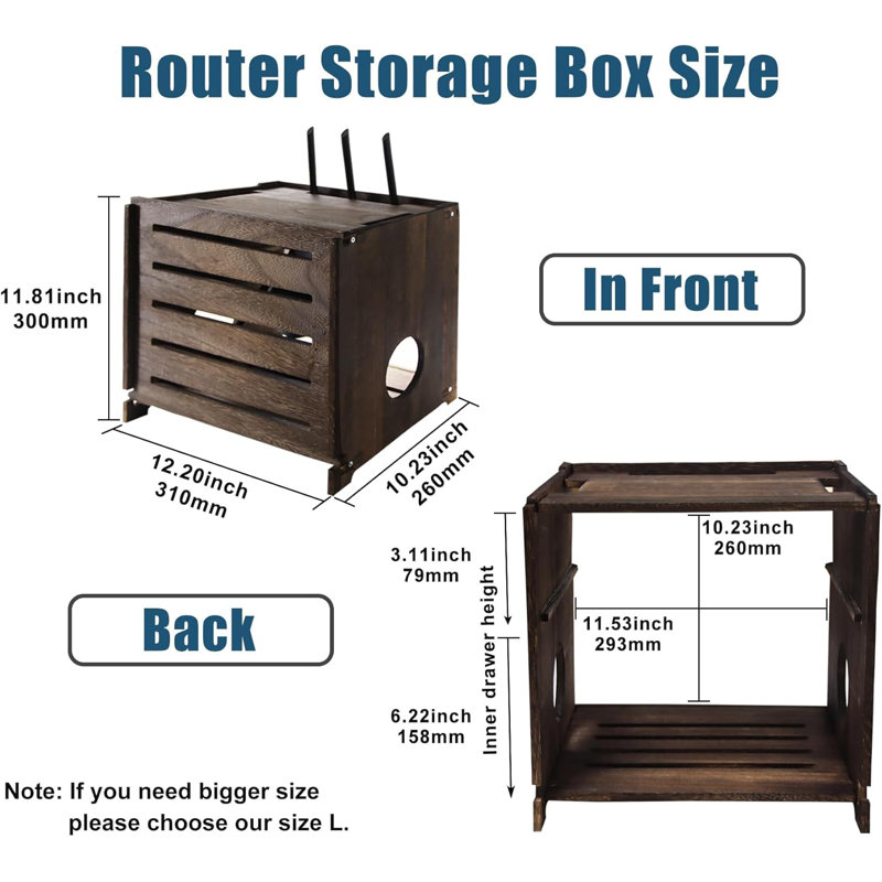 Boîte de rangement en bois pour le Wi-Fi