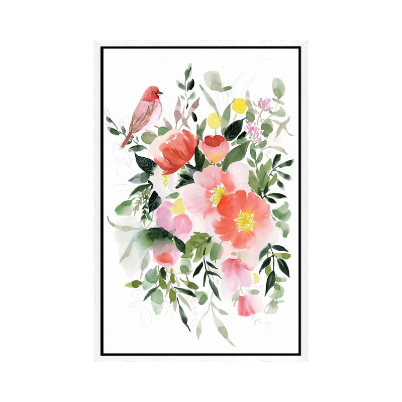 Happy Life III by Stephanie Ryan - Painting on Canvas, 101.6cm H x 66.04cm W x 3.81cm D, White Floater Framed