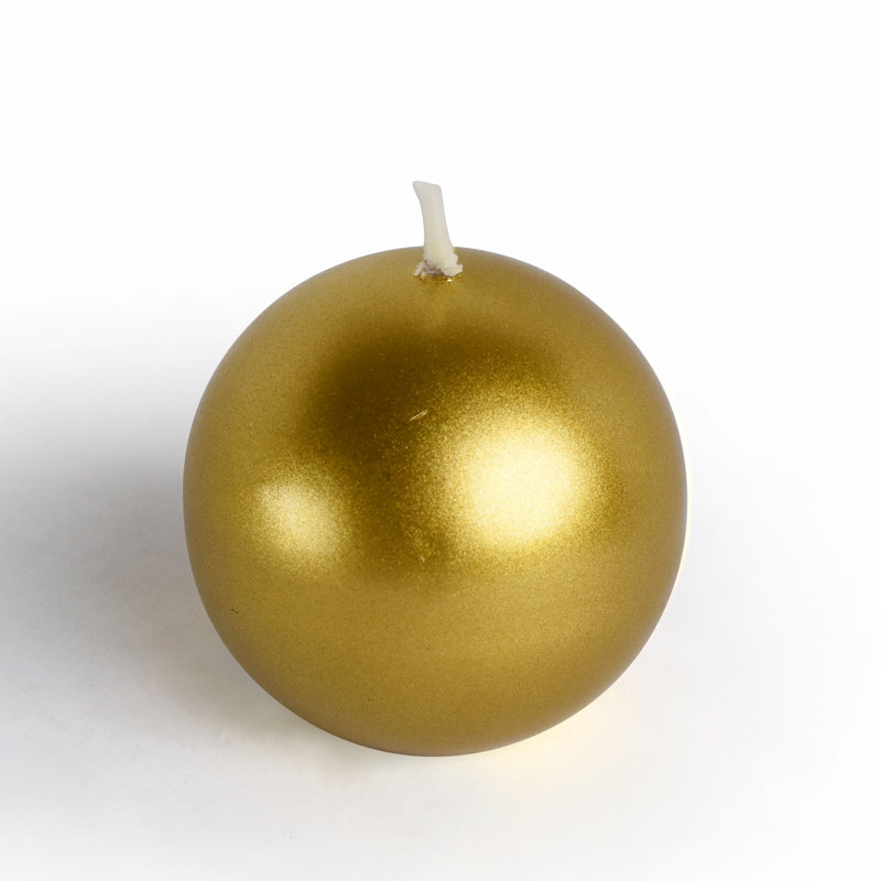 Bougie ronde, Diamètre de 4 po, Ensemble de 2, Or métallique