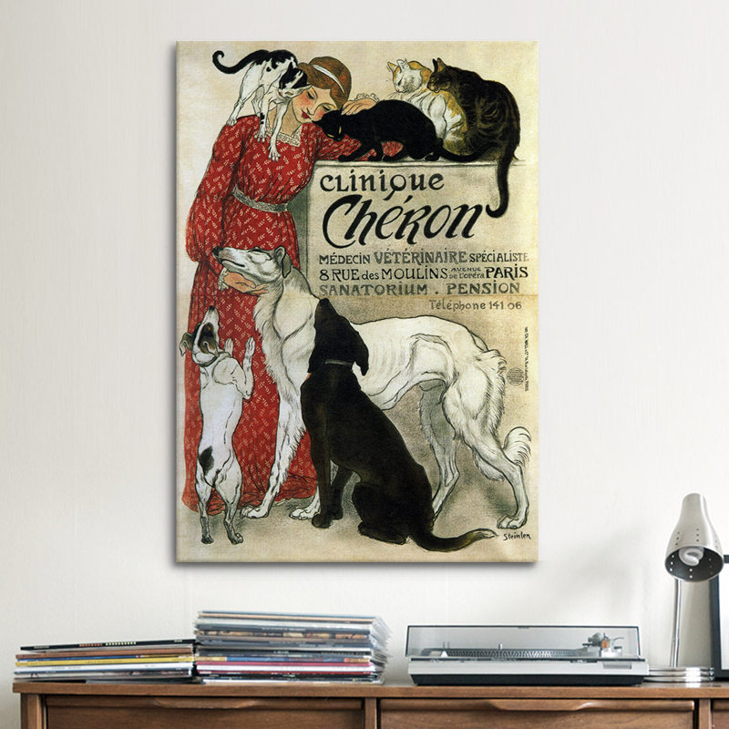 Clinique Cheron Vintage Advertisement on Canvas, 18" H x 12" W x 1.5" D
