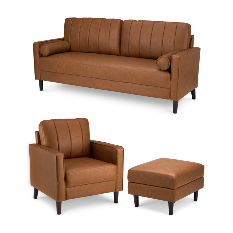 Canapé de 77 W, fauteuil d'appoint de 32 W et repose-pieds avec rangement