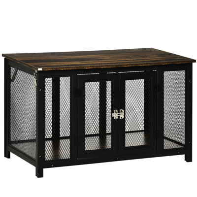 Pet Housing - Brown, Generous Flip-Up Roof, Easy Maintenance Large End Table Puppy Crate Spacious For Small Puppies' Use