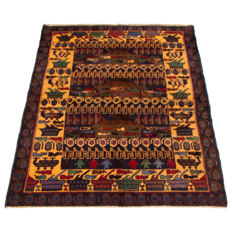 Tapis bleu marine foncé Rare War 3 pi 10 po x 6 pi 5 po