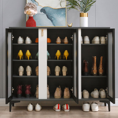 Rangement pour chaussures en aluminium noir et gris
