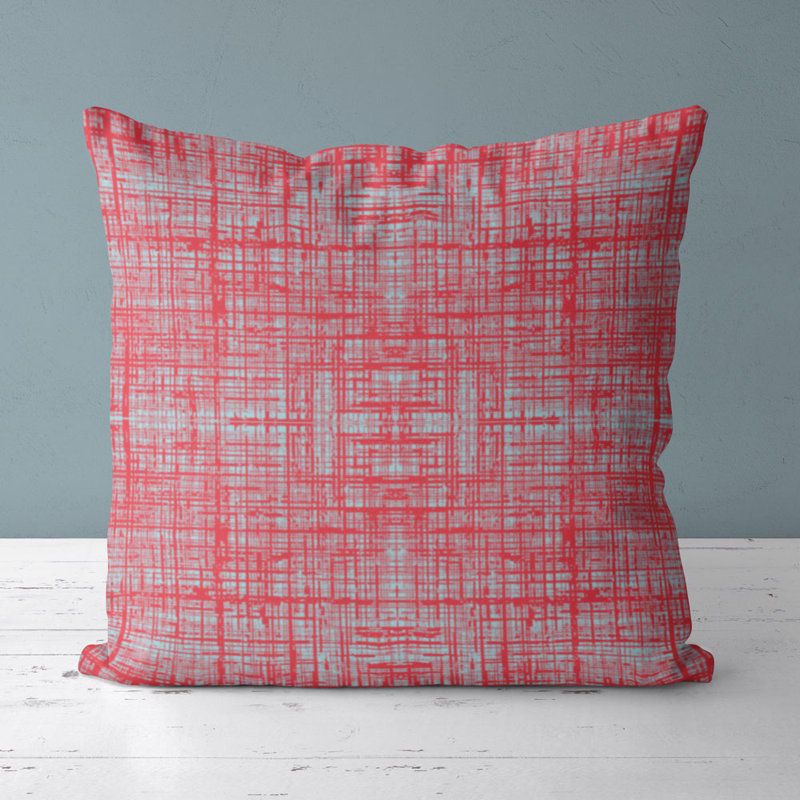 Housse de coussin carré et insert, Rouge/bleu