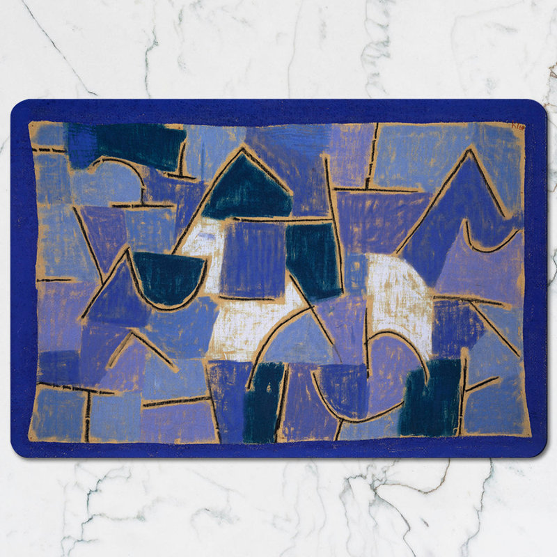 Blue Abstract Geometric Placemats And Coasters Set