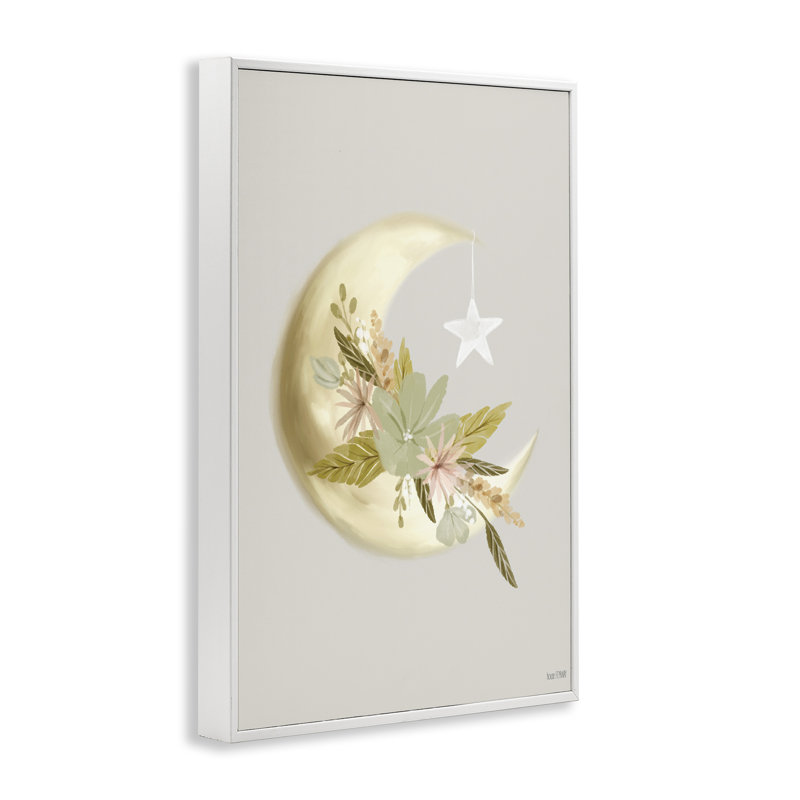 Lune avec fleurs, estampe numérique encadrée par House Fenway, Estampe numérique encadrée blanc bord de mer