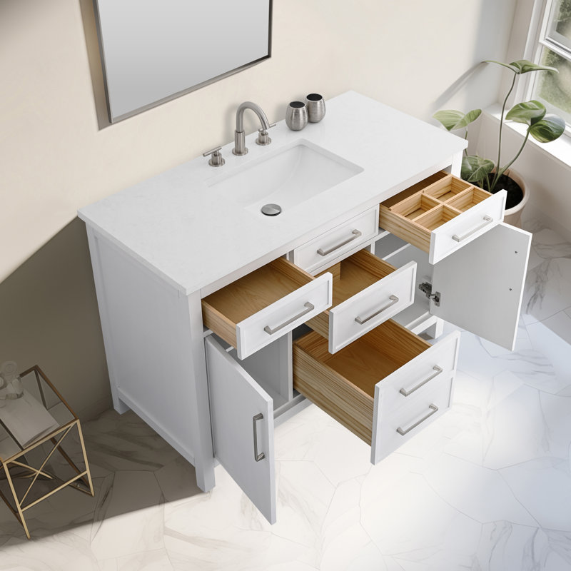 Wenniah 48" Single Vanity, White/Brushed Nickel