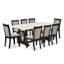Ensemble de 9 pièces composé d'une table rectangulaire blanc lin et de 8 chaises rembourrées en tissu de lin Shitake avec dossier élégant - Finition noire brossée -897015624-827381242-827381240