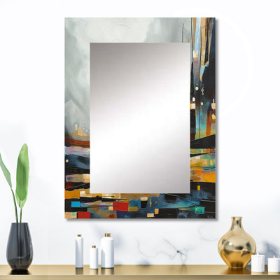 Au-delà de la nature I - miroir décoratif paysager, miroir mural moderne, impression d'art en métal