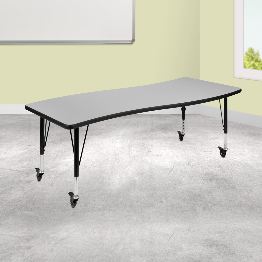 Goddard 28"W x 47.5"L Rectangular Wave Collaborative Grey Adjustable Height Activity Table Flash Furniture 