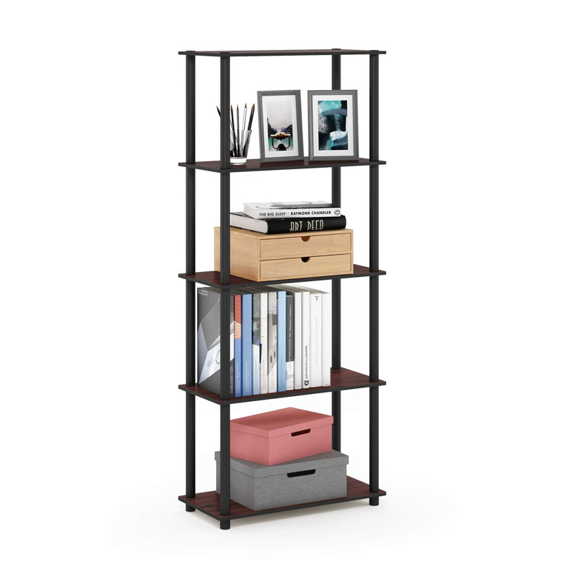 Heslin 23.58'' W Manufactured Wood Shelving Unit, Dark Cherry/Black