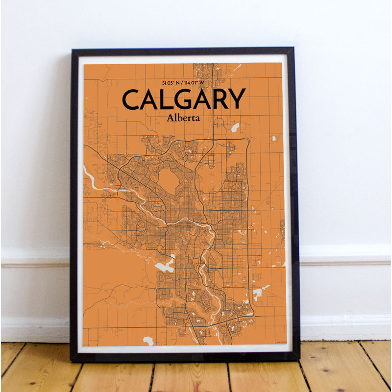 « calgary »-impression d’art graphique sans cadre sur papier, H 36 po x l 24 po x P 0,05 po