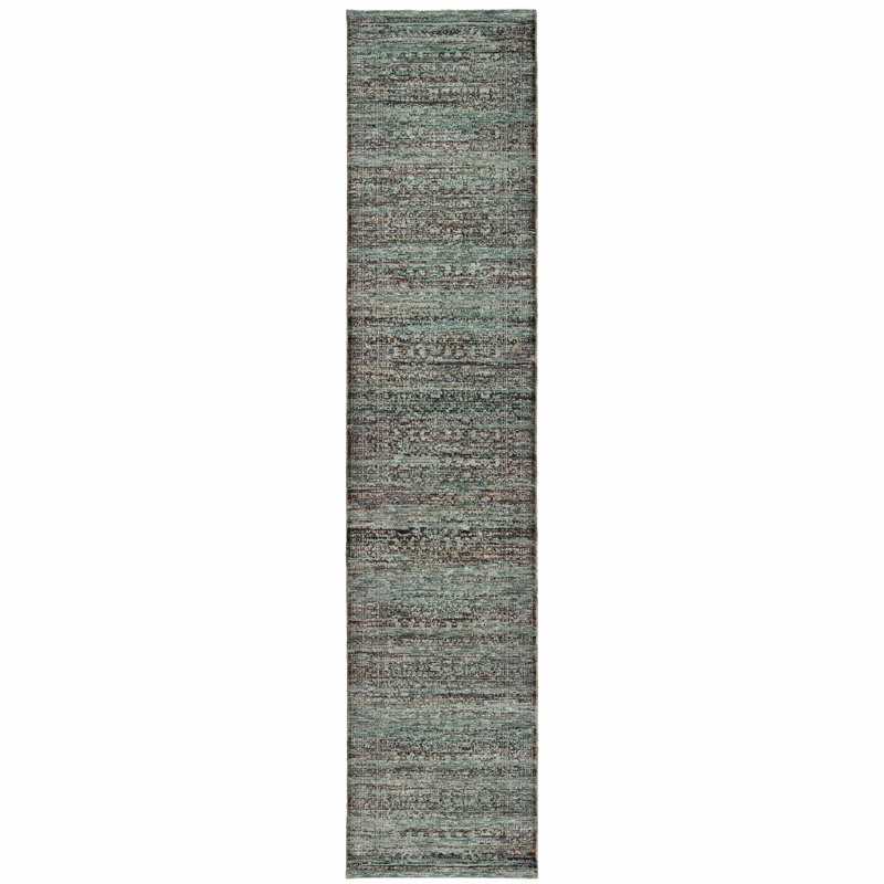 Tapis de couloir oriental bleu et mauve résistant aux taches 2 pi x 10 pi