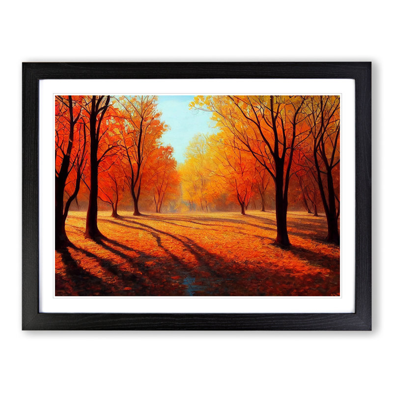 Autumn Forest Painting Vol.1 - Single Picture Frame Print, Black, 34cm H x 46cm W