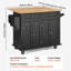 Chariot pour îlot de cuisine avec tiroir et tablette pour capacité de rangement - bois d'hévéa massif, surface de teinture, 2 tiroirs, 4 portes d'armoire, tablettes réglables, porte-serviettes mobile, quatre deux verrouillables, 64 mm