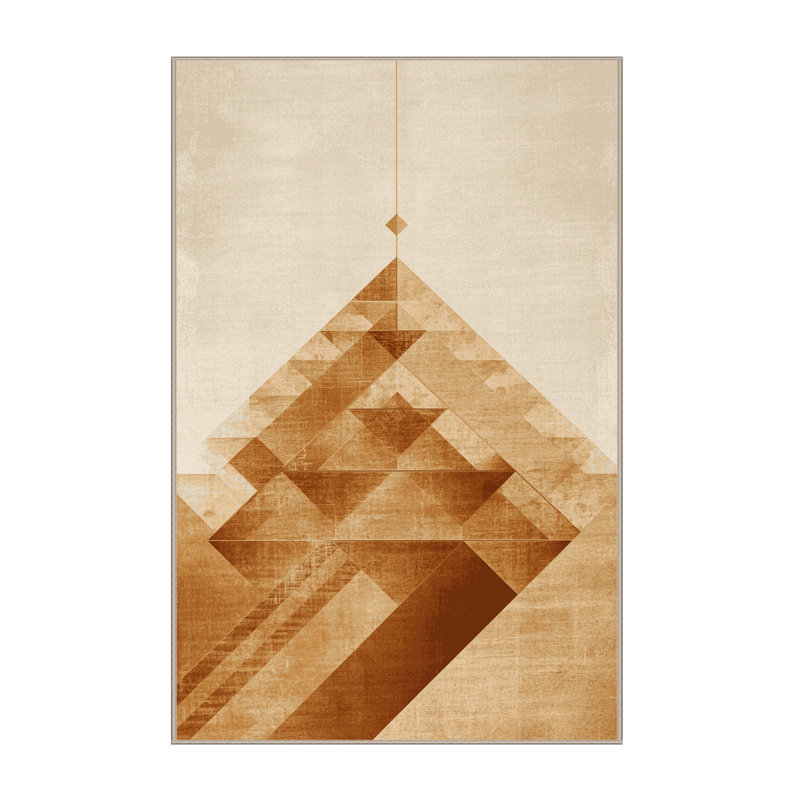 Tapis beige moelleux moelleux moelleux à motif pyramide moderne, 5 x 7