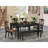 6 Piece Dining Table Set Contains a Rectangle Dining Room Table with Butterfly Leaf and 4 Faux Leather Chairs with a Bench, Black