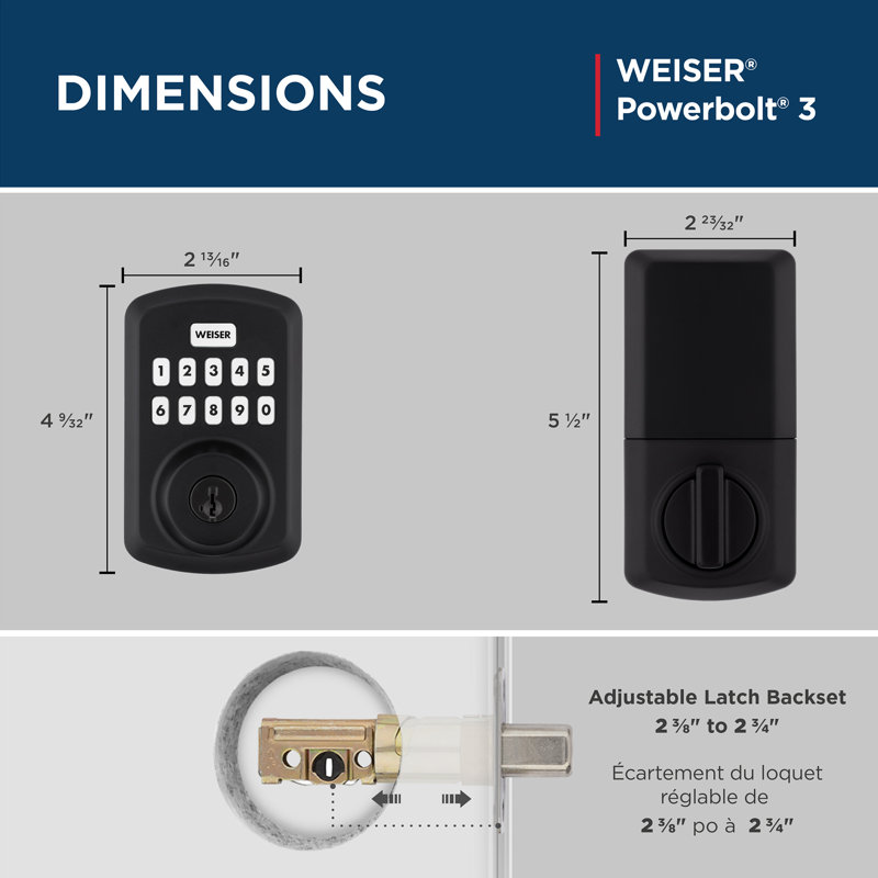 Serrure à pêne dormant électronique sans clé Powerbolt 3, Noir mat