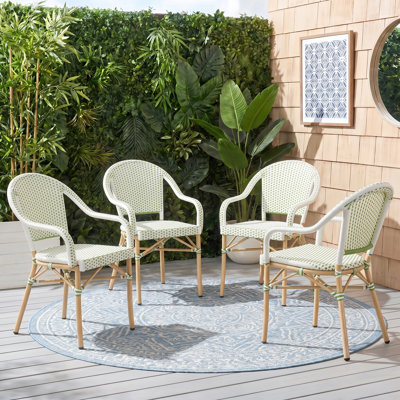 Chaise de patio Altesa French Bistro, ensemble de 4 chaises en osier pour l'extérieur