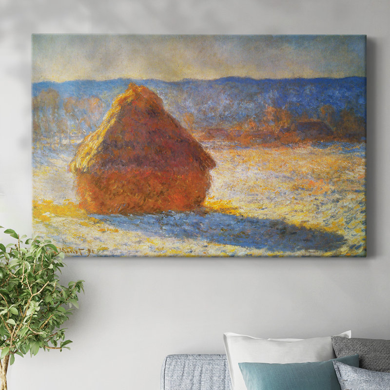 Haystacks in Snow par Monet-Gallery, toile tendue, H 12 po x l 18 po