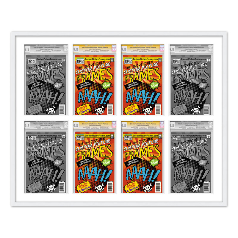 Cadre photo collage, 8,125 po x 13 po, 39 po x 30,5 po, Blanc / blanc