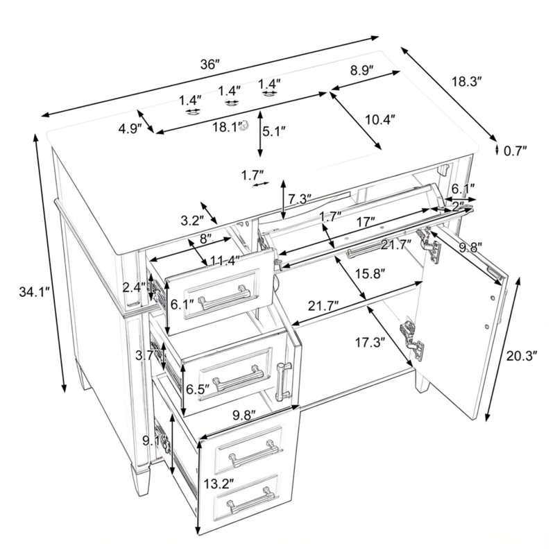 Meuble-lavabo 36 po avec lavabo, Blanc