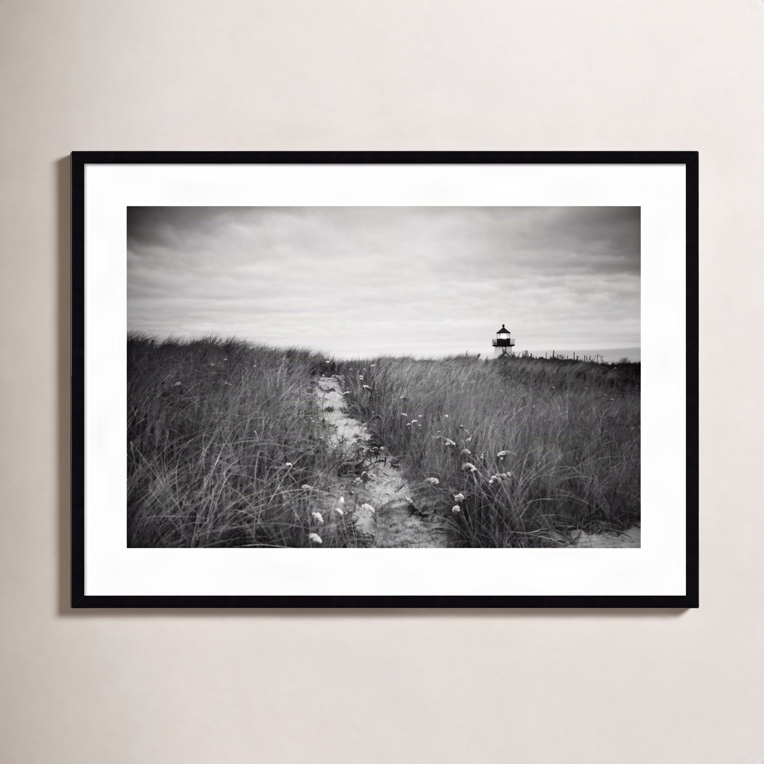 Nantucket Lighthouse Photo Print, 30" H x 41" W, Black