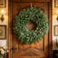 Couronne de 20 po olive pour décoration de porte d'entrée - Couronne de printemps et d'été avec base en fausse vigne - Décoration de porte de campagne rustique
