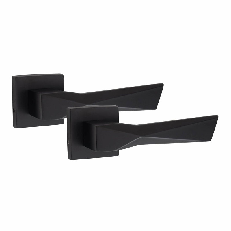Modern Aura Euro Lock Door Handles in Matt Black Finish with 70mm Key and Barrell, Lock and Keys