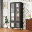 Grande armoire de rangement en métal, vitrine avec 4 portes en verre, armoire autoportante, armoire d'entrée